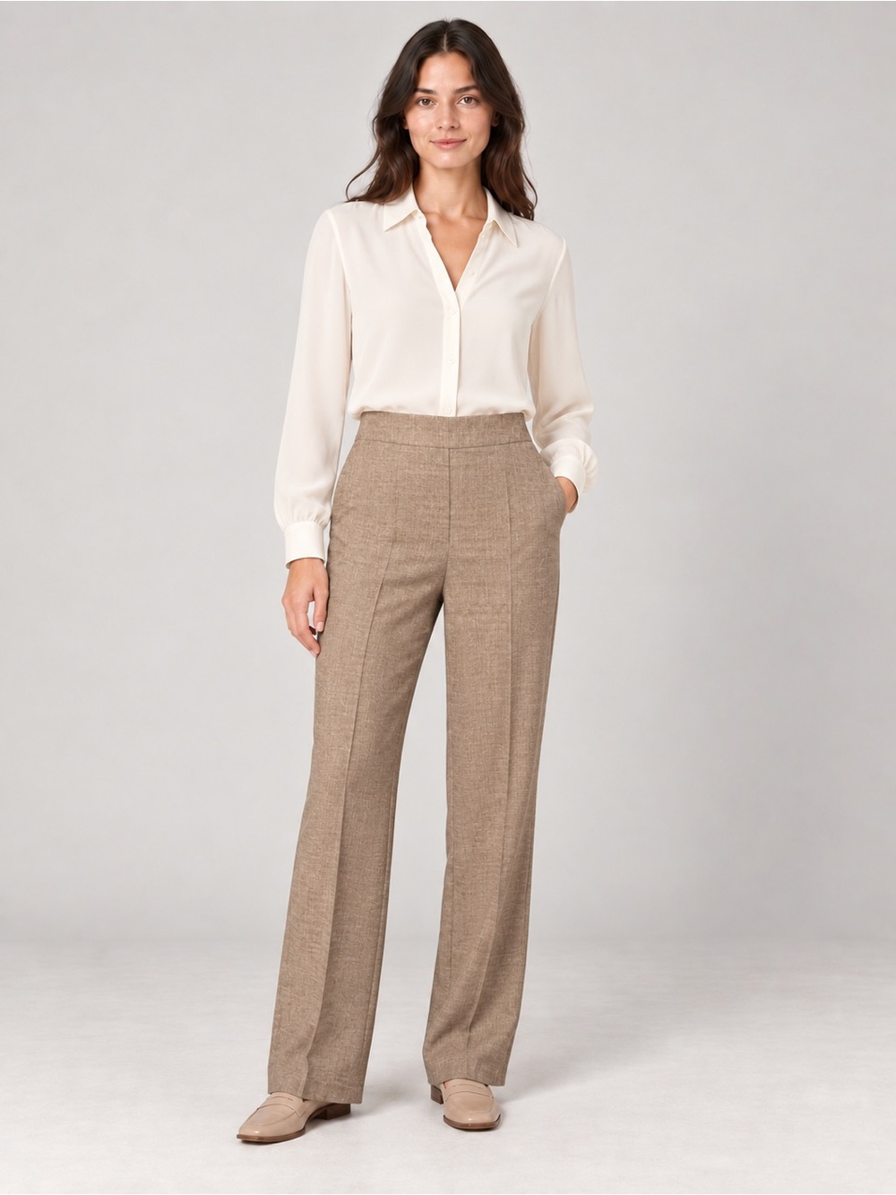 Soho Apparel Tan Textured Wide Leg Trouser Pants NWT Size Small